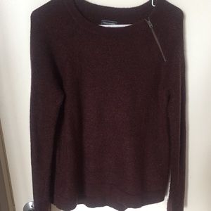 Abercrombie & Fitch Zip Crew Sweater in Plum